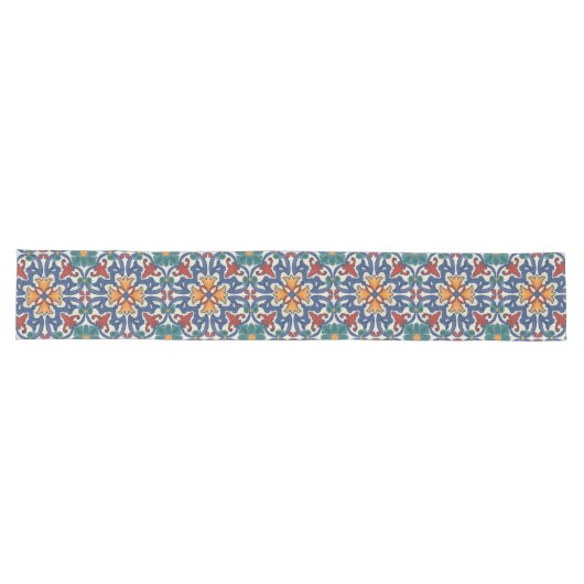 Colorful Azulejos Pattern Lange Tafelloper (Horizontaal)