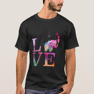 Colorful Baby Elephant Appreciance Day Love Heart T-shirt