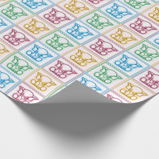 Colorful Baby Elephant Sketels Cadeaupapier (Hoek)