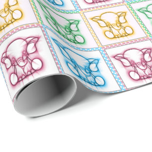 Colorful Baby Elephant Sketels Cadeaupapier
