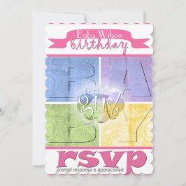 Colorful Baby Girl Birthday Uitnodiging