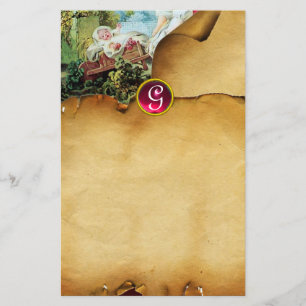 COLORFUL BABY SHOWER Bruin Parchment Ruby Monogram Briefpapier