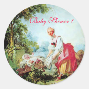 COLORFUL BABY SHOWER RONDE STICKER