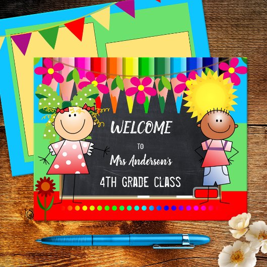 Colorful Back to School Chalkboard Briefkaart