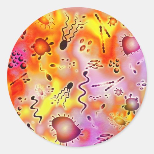 Colorful Bacteria Ronde Sticker (Voorkant)