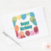 Colorful Balballon Birthday Vierkante Sticker (Envelop)