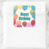 Colorful Balballon Birthday Vierkante Sticker (Tas)