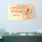 Colorful ballonontwerp Happy 76th Birthday Spandoek (Beurs)