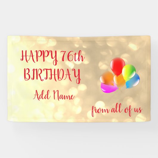 Colorful ballonontwerp Happy 76th Birthday Spandoek (Horizontaal)