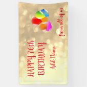 Colorful ballonontwerp Happy 76th Birthday Spandoek (Verticaal)
