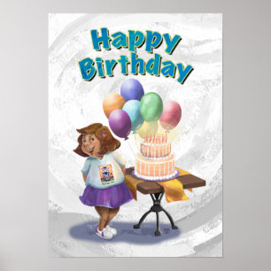 Colorful Balloon Birthday Girl Poster