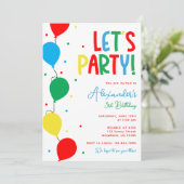 Colorful Balloon Birthday Invitation for Kids (Debout devant)