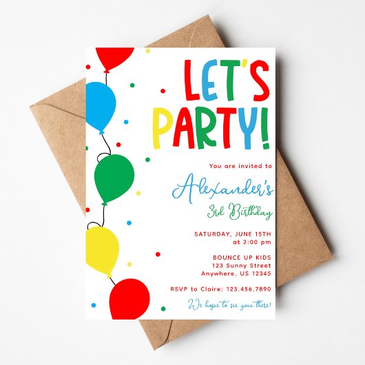 Colorful Balloon Birthday Invitation for Kids