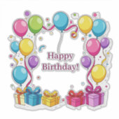 Colorful Balloon Celebration With Gift Boxes Sticker (Voorkant)