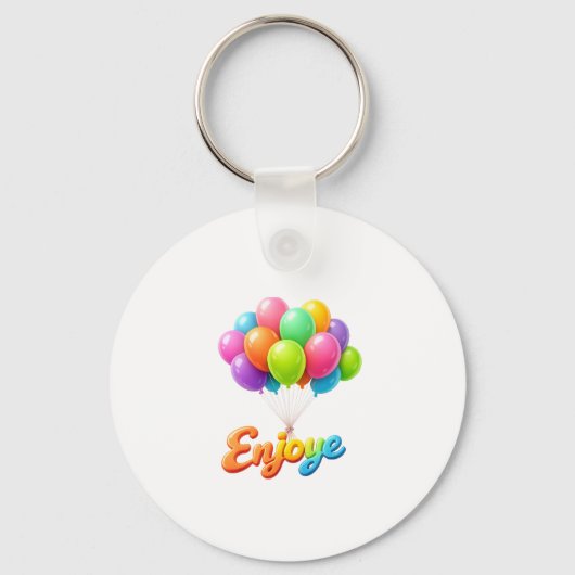 “Colorful Balloon ‘Enjoye’ Floating Text Keychain  (Voorkant)