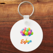 “Colorful Balloon ‘Enjoye’ Floating Text Keychain  (Voorkant)