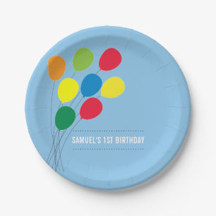 Colorful Balloons Boy's 1st Birthday Party Papieren Bordje
