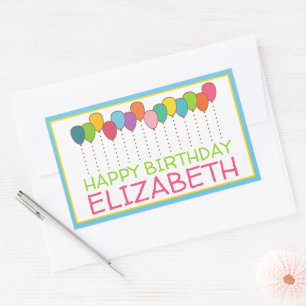 Colorful Balloons Persoonlijk Happy Birthday Rechthoekige Sticker