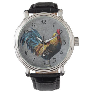 Colorful Bantam Rooster Horloge
