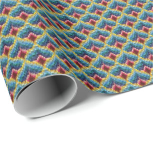 Colorful Bargello Embroidery Boho Chic Pattern Cadeaupapier