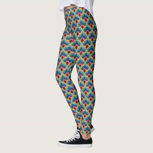 Colorful Bargello Embroidery Boho Chic Pattern Leggings (Links)