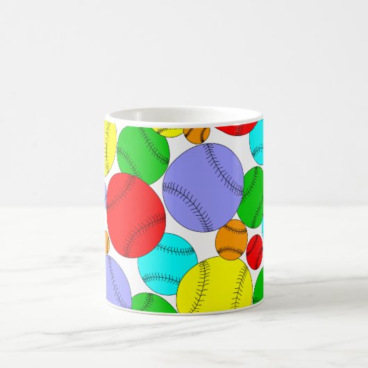 Colorful Baseball Pattern Coffee Mug (Centre)