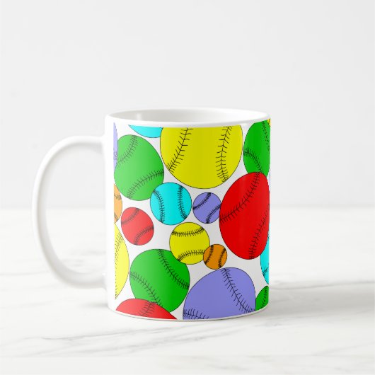 Colorful Baseball Pattern Coffee Mug (Gauche)