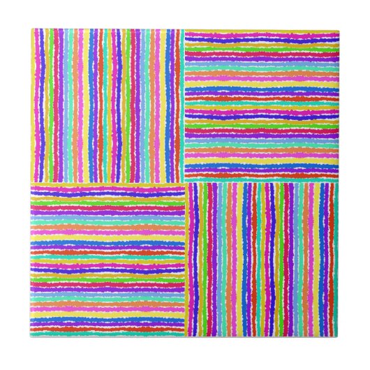 Colorful Basketweve Hand Drawn Tegeltje (Voorkant)