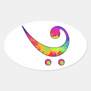 Colorful Bass Clef Ovale Sticker