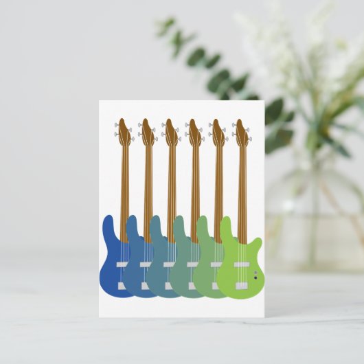 Colorful Bass Guiters Briefkaart (Staand voorkant)