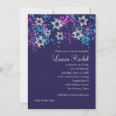 Colorful Bat Mitzvah Silver Star Confetti Kaart (Voorkant)