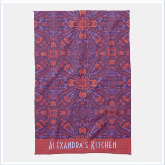 Colorful Batik Red & Purple Abstract Theedoek