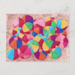 Colorful Beach Balls Collage op zand Briefkaart