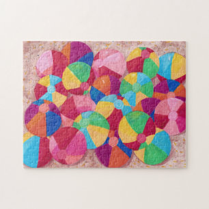 Colorful Beach Balls Collage op zand Puzzles Legpuzzel