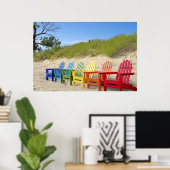 Colorful Beach Chairs Poster (Thuiskantoor)