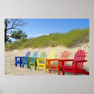 Colorful Beach Chairs Poster