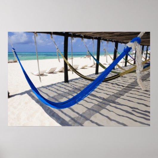 Colorful Beach Hammocks Cozumel Mexico Poster (Voorkant)