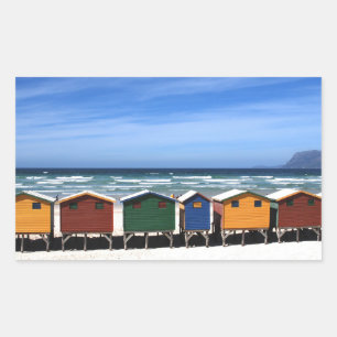 Colorful Beach Huts Rechthoekige Sticker