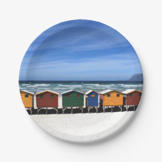 Colorful Beach Huts van het Zee Papieren Bordje