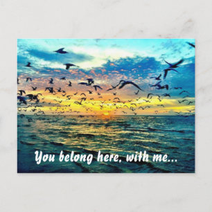 Colorful Beach Sunset Romantic Briefkaart