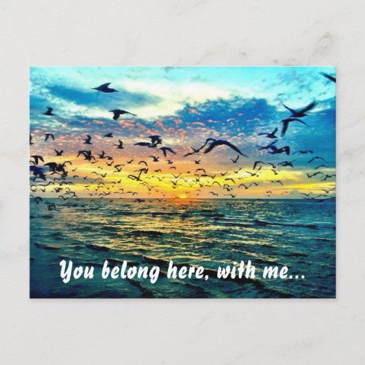 Colorful Beach Sunset Romantic Briefkaart (Voorkant)