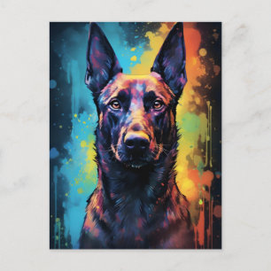 Colorful Belgium Malinois Briefkaart
