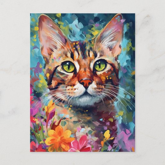 Colorful Bengal cat Briefkaart (Voorkant)