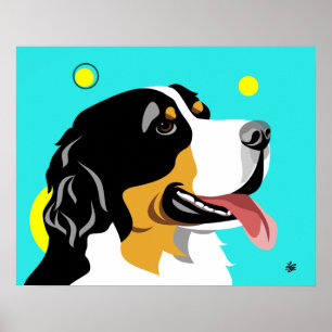 Colorful Bernese Mountain Dog Poster