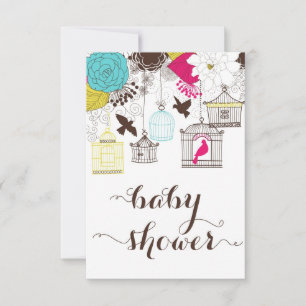 Colorful Birdcages Baby shower Cadeaukaart Kaart