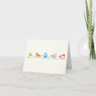 Colorful birds in a row card bedankkaart
