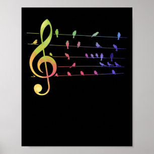 Colorful Birds Musical Notes Music Teacher Poster