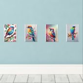 Colorful birds muurkunst sets (Houten vloer)