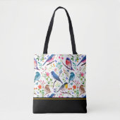 Colorful Birds & Whimsical Flowers Pattern Draagtas (Voorkant)