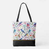 Colorful Birds & Whimsical Flowers Pattern Draagtas (Achterkant)